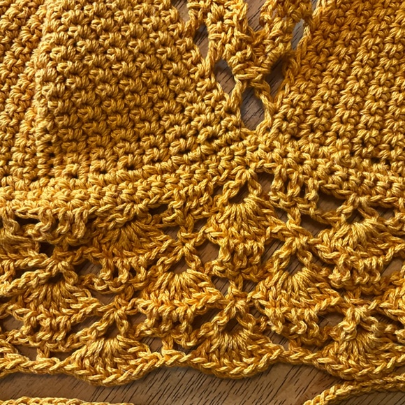 Hand Crafted Crochet Halter Hippie Boho Crop Bikini Floral Top Off the shoulder - Picture 9 of 14